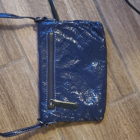 Hobo International Navy Blue Patent Leather Fold Over Shoulder Bag. - Picture 15 of 16